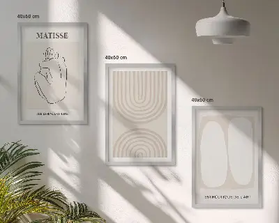 Keretezett képszett hálószobába stílusos minimalista vonalakkal