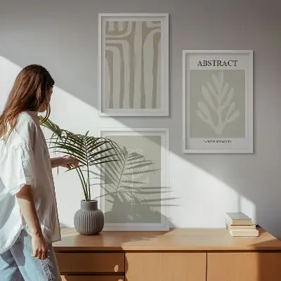 Absztrakt növényi mintás képszett keretezett falikép hálószobába