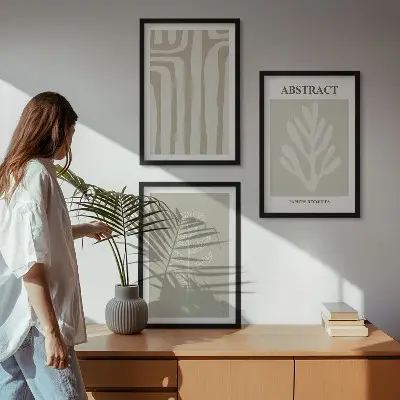 Absztrakt növényi mintás képszett keretezett falikép hálószobába