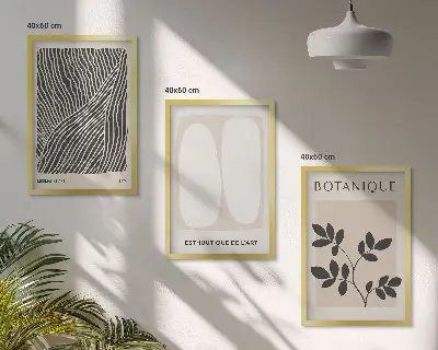 Fali dekorációs képszett növényi minták és vonalas grafikák