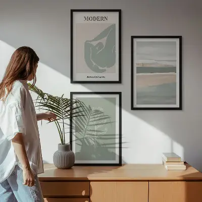 Absztrakt pasztell növényi formák keretezett képszett hálószobába