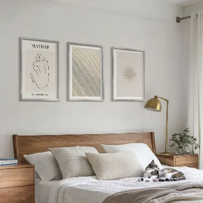 Fali dekorációs képszett minimalista homokvonalak és nap motívummal