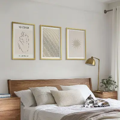 Fali dekorációs képszett minimalista homokvonalak és nap motívummal