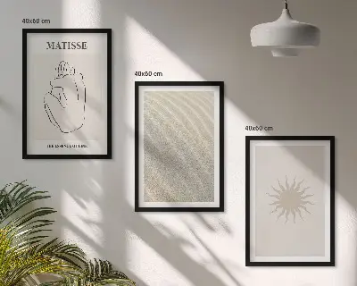 Fali dekorációs képszett minimalista homokvonalak és nap motívummal