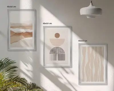 Absztrakt tájkép természet geometria mintás keretezett képszett dekoratív falikép szett hálószobába