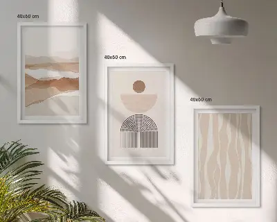 Absztrakt tájkép természet geometria mintás keretezett képszett dekoratív falikép szett hálószobába