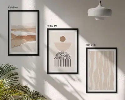 Absztrakt tájkép természet geometria mintás keretezett képszett dekoratív falikép szett hálószobába