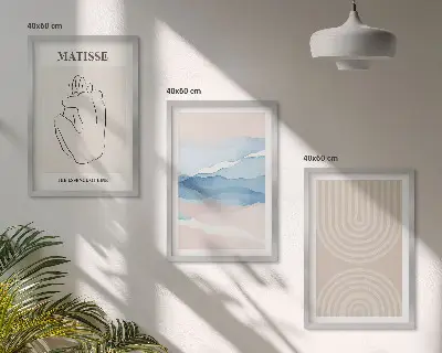 Fali dekorációs képkészlet minimalista pasztell hullámvonalas mintával