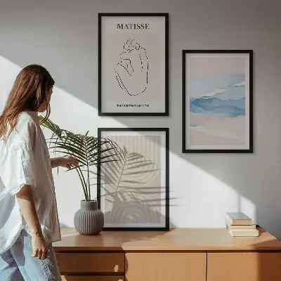 Fali dekorációs képkészlet minimalista pasztell hullámvonalas mintával
