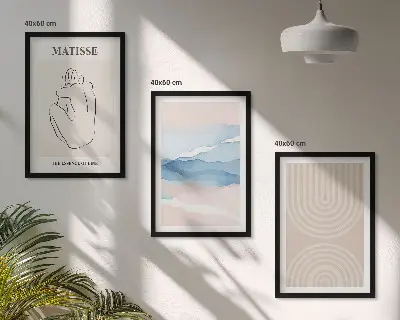 Fali dekorációs képkészlet minimalista pasztell hullámvonalas mintával