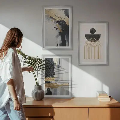 Absztrakt geometria elegancia képszett fali dekoráció