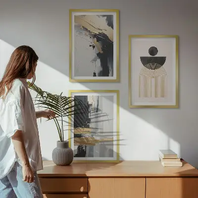 Absztrakt geometria elegancia képszett fali dekoráció