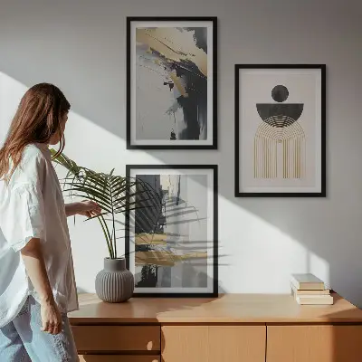 Absztrakt geometria elegancia képszett fali dekoráció