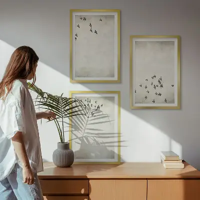 Minimalista madárfestés keretezett képszett hálószobába