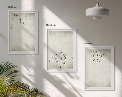 Keretezett kép szett hálószobába Minimalista madárfestés