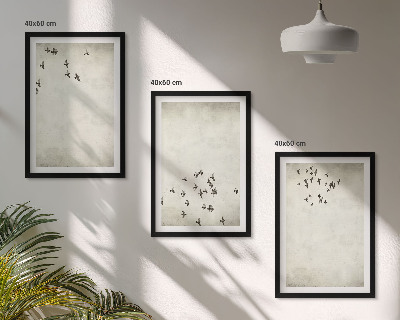 Keretezett kép szett hálószobába Minimalista madárfestés