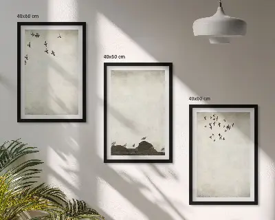 Repülő madarak fali dekoráció kép minimalista stílusú készlet