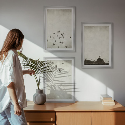 Keretezett kép szett hálószobába Madarak repülés közben minimalista stílusban