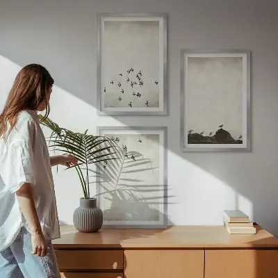 Keretezett képszett hálószobába minimalista stílusú madarak repülés közben