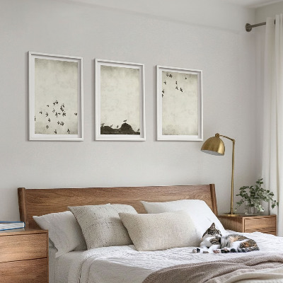 Keretezett kép szett hálószobába Madarak repülés közben minimalista stílusban