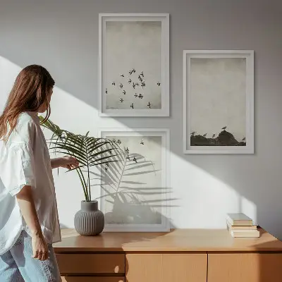 Keretezett képszett hálószobába minimalista stílusú madarak repülés közben