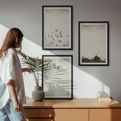 Keretezett képszett hálószobába minimalista stílusú madarak repülés közben