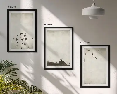 Keretezett képszett hálószobába minimalista stílusú madarak repülés közben