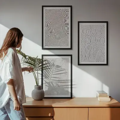 Fali dekorációs képszett geometrikus homokmintákkal