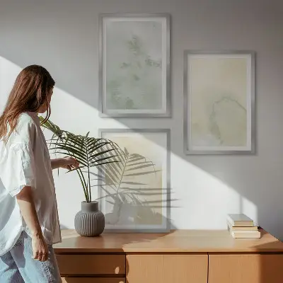 Keretezett kép szett hálószobába pasztell akvarell textúrákkal