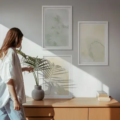 Keretezett kép szett hálószobába pasztell akvarell textúrákkal