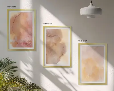 Keretezett kép szett hálószobába meleg akvarell színes textúrákkal