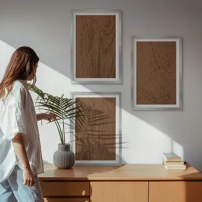 Keretezett képszett minimalista fa textúra mintával hálószobába