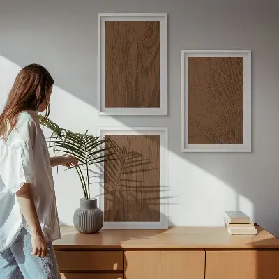 Keretezett képszett minimalista fa textúra mintával hálószobába