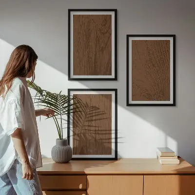 Keretezett képszett minimalista fa textúra mintával hálószobába