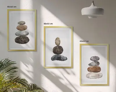 Minimalista bohém köves kép szett keretezett falikép hálószobába