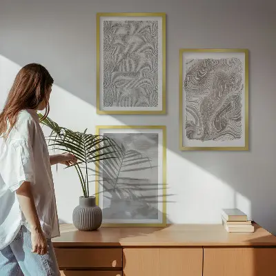 Ipari absztrakt mintás kép szett keretezett kivitelben hálószobába