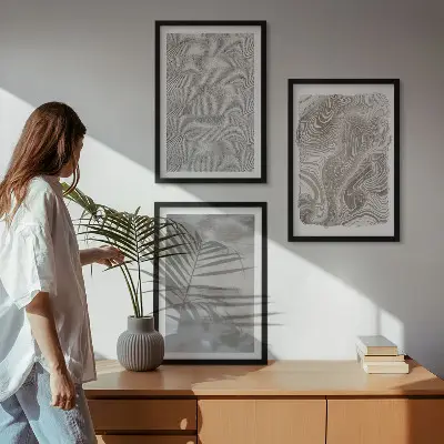 Ipari absztrakt mintás kép szett keretezett kivitelben hálószobába