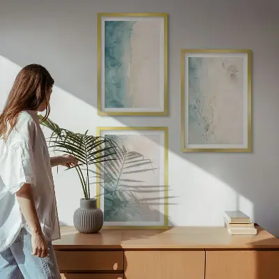 Akvarell stílusú vászon faliképkészlet minimalista stílusban