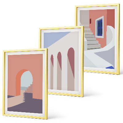 Keretezett kép szett hálószobába Minimalista építészeti illusztrációk