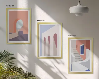 Minimalista építészeti illusztrációk keretezett képszett hálószobába