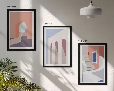Minimalista építészeti illusztrációk keretezett képszett hálószobába