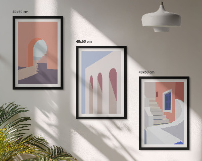 Keretezett kép szett hálószobába Minimalista építészeti illusztrációk