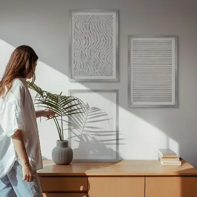 Keretezett képszett hálószobába fényes homokmintás struktúrákkal