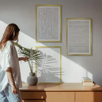 Keretezett képszett hálószobába fényes homokmintás struktúrákkal