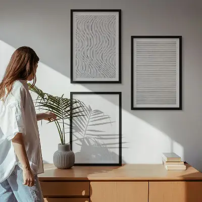 Keretezett képszett hálószobába fényes homokmintás struktúrákkal
