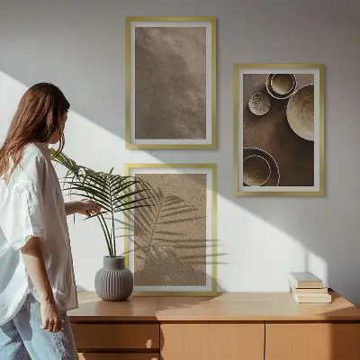 Fali dekorációs képkészlet minimalista kőépítmények mintával
