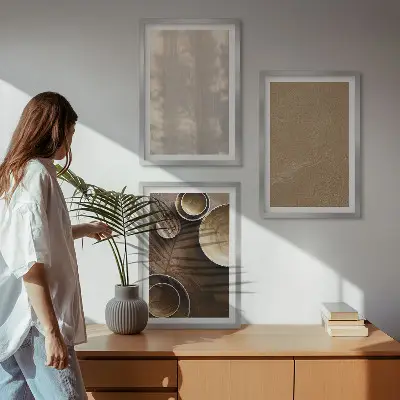 Keretezett kép szett hálószobába minimalista textúrastruktúrák mintával