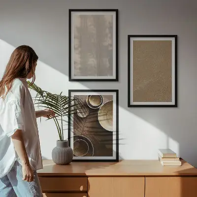 Keretezett kép szett hálószobába minimalista textúrastruktúrák mintával