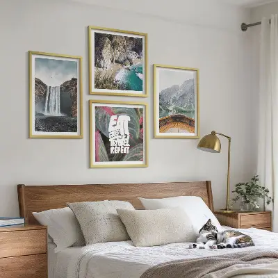 Hegyi vízesés tájkép keretezett poliptichon