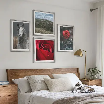 Keretezett poliptichon vörös rózsák szürke háttéren